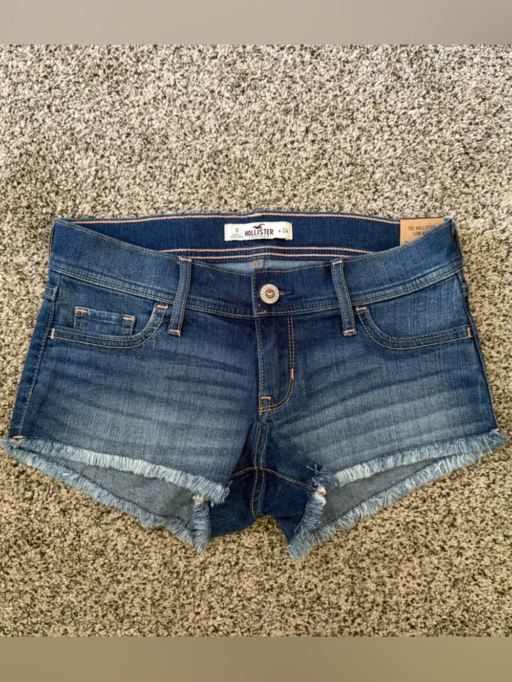 Hollister Distressed Dark Blue Denim Cutoff Shorts